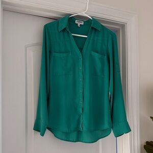 Express Green Button-Down Blouse